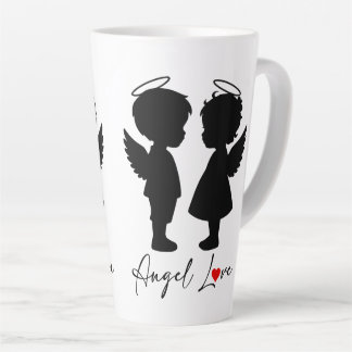 Caneca De Café Latte Amor de Anjo – Design Fofo de Casal de Anjos