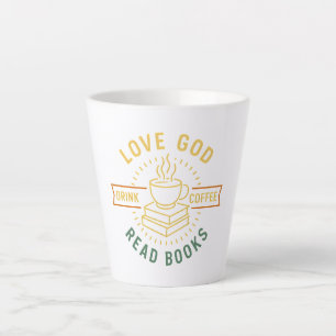 Caneca De Café Latte Amor Deus Beba Café Ler Livros Vintage