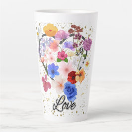 Caneca De Café Latte Amor e Flores