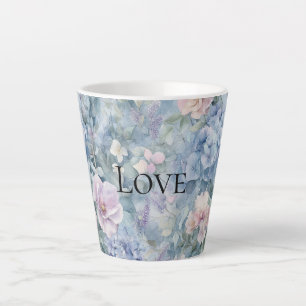 Caneca De Café Latte Amor Floral Romântico Púrpura