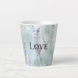Caneca De Café Latte Amor Floral Romântico Roxo