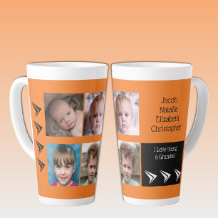 Caneca De Café Latte Amor negro laranja é um vovô com fotos
