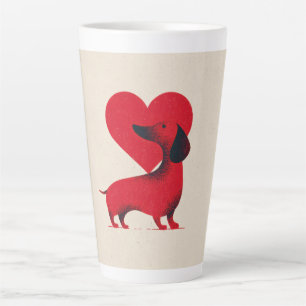 Caneca De Café Latte Amor por Dachshund – Design de Coração de Cachorro