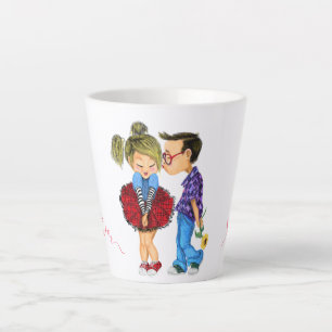 Caneca De Café Latte Amor Românico Casal - Beijo - Eu Te Amo Para Semp