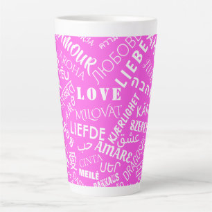 Caneca De Café Latte Amor Texto Latente Rosa ou Escolher Cor