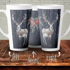 Caneca De Café Latte Amoras de Natal de Neve Azul Escuro