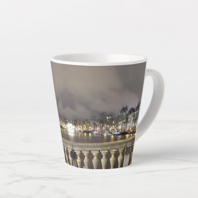 Caneca De Café Latte Amsterdã, Canal e Ponte Latte Mug (Ângulo direito)