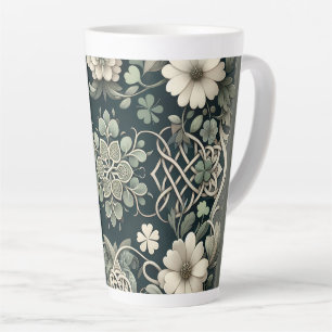 Caneca De Café Latte Amuleto Floral Trevo Celta