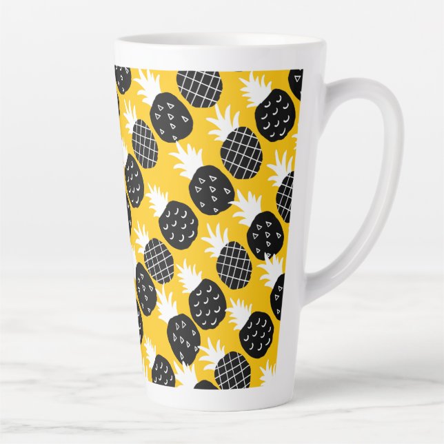 Caneca De Café Latte Ananás preto (Direita)