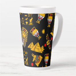 Caneca De Café Latte Ancient  Egyptian Hieroglyphic Pattern Background 