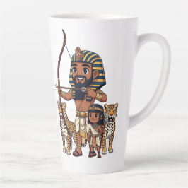 Caneca De Café Latte Ancient Egyptian Hunt with Leopards