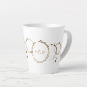 Caneca De Café Latte Anéis de CAFÉ Art MOM Brown White Dia de as mães D