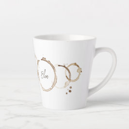 Caneca De Café Latte Anéis de CAFÉ NOME Brown White Artisan Divertido