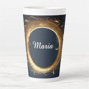 Caneca De Café Latte Anel Circular Dourado Ornamentado