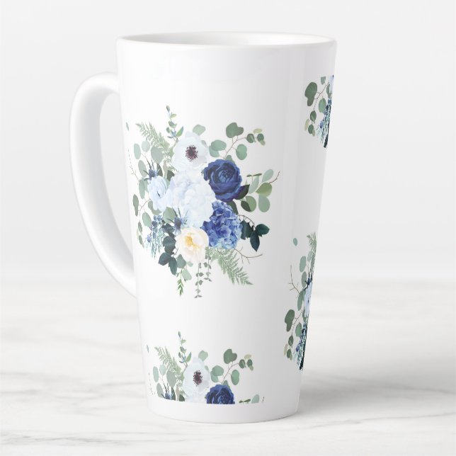 Caneca De Café Latte Anemone Hydrangea Rosa White background (Ângulo esquerdo)