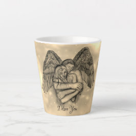 Caneca De Café Latte Angel Eros no Amor, eu te amo