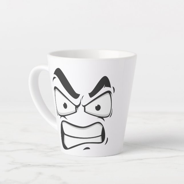 Caneca De Café Latte "Angry Mood Mug - Sip with Attitude" (Ângulo esquerdo)