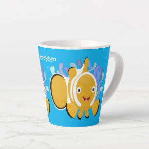 Caneca De Café Latte Animação de marisco feliz e bonito