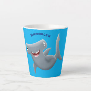 Caneca De Café Latte Animação engraçada de tubarão Hammerhead