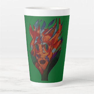 Caneca De Café Latte Animação Flor Flamejante