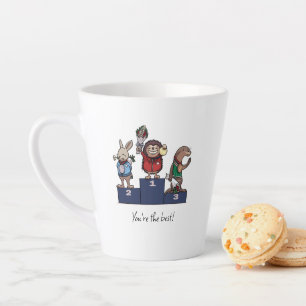Caneca De Café Latte Animais da Floresta Você é o melhor! Arte do Pódio