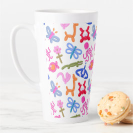Caneca De Café Latte Animais de Balão Fofos Padrão Colorido Infantil