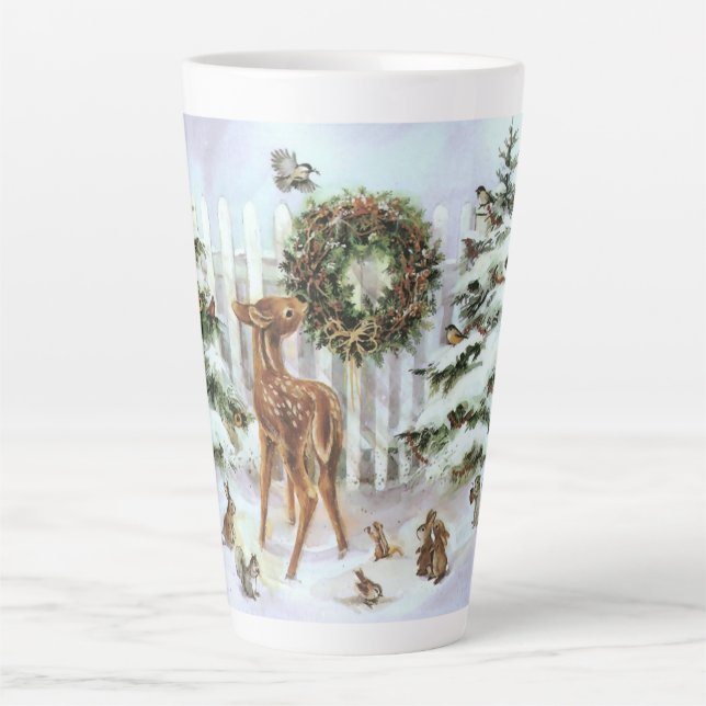 Caneca De Café Latte Animais de inverno cubanos (Frente)