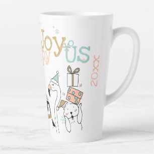 Caneca De Café Latte Animais de inverno Vestindo chapéus feliz alegria