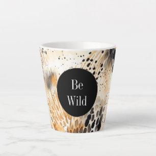 Caneca De Café Latte Animais-Leopardo-do-Creme Negro Selvagem