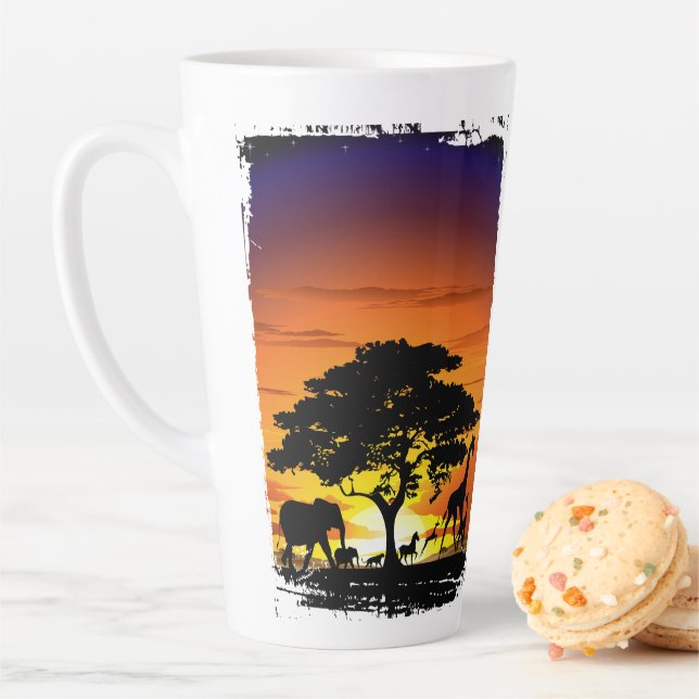 Caneca De Café Latte Animais Selvagens no Sunset da savana africana (In Situ)