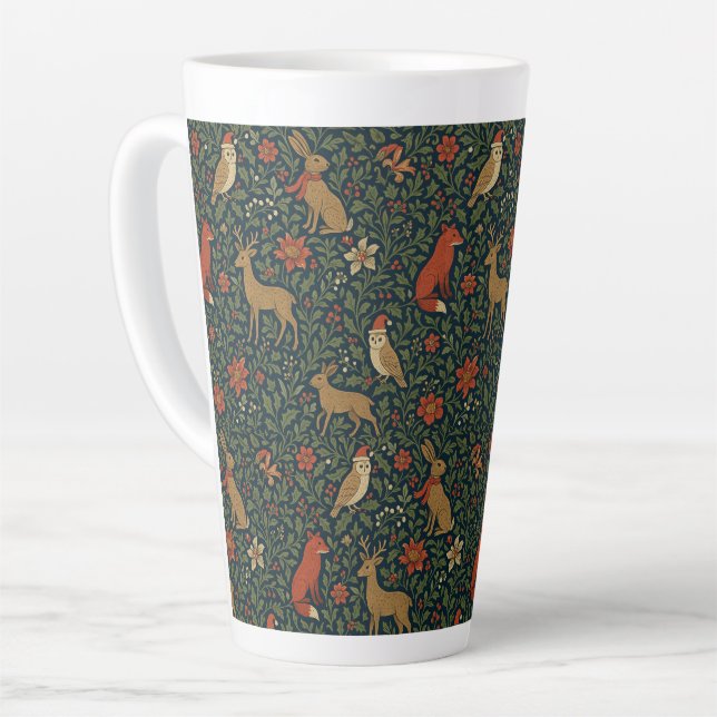 Caneca De Café Latte Animal & Botânico do Natal Vitoriano  (Ângulo esquerdo)