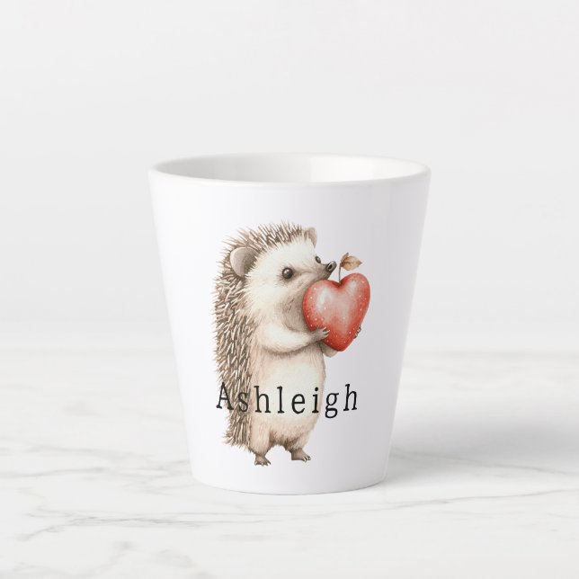 Caneca De Café Latte Animal Coração deouriço Fofo   (Frente)
