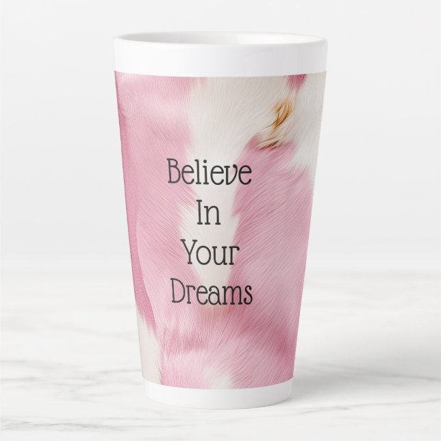 Caneca De Café Latte Animal Dourado branco-rosado-rosado (Frente)