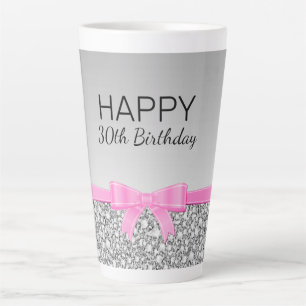 Caneca De Café Latte Aniversário Da Fita E Da Cinza Rosa