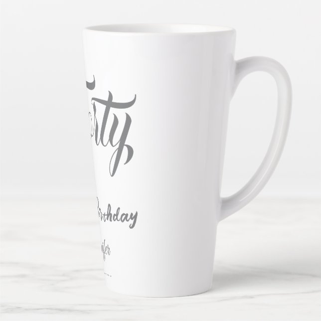 Caneca De Café Latte aniversário de 40 letras número quarenta nome data (Direita)