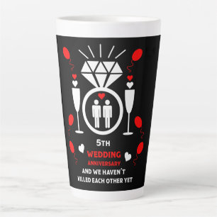 Caneca De Café Latte Aniversário de Casamento de 5 de Homens gay