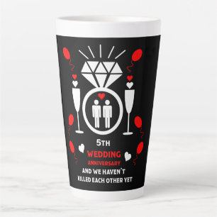 Caneca De Café Latte Aniversário de Casamento de 5 de Homens gay