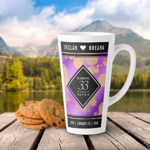 Caneca De Café Latte Aniversário de Casamento de Ametist Elegante 33