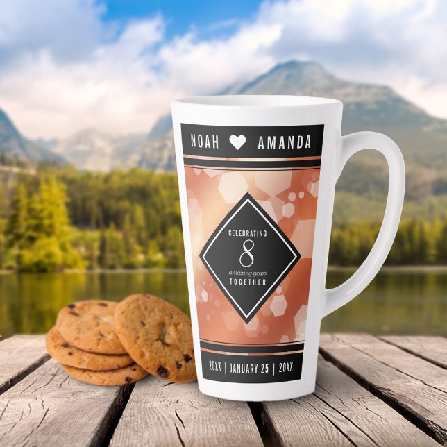 Caneca De Café Latte Aniversário de Casamento de Bronze Elegante (Criador carregado)