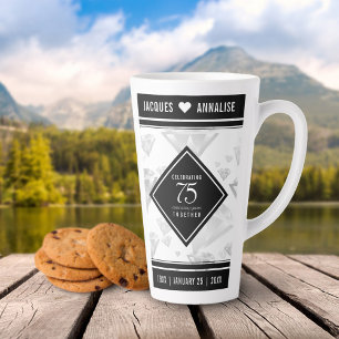 Caneca De Café Latte Aniversário de Casamento de Diamante Elegante 75