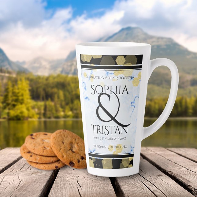 Caneca De Café Latte Aniversário de Casamento de Porcelana 18 (Criador carregado)