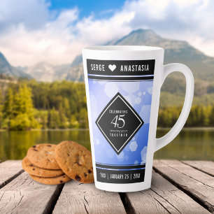 Caneca De Café Latte Aniversário de Casamento do Elegante 45º Sapphire