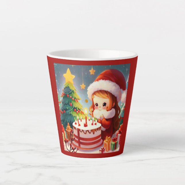 Caneca De Café Latte Aniversário de Natal 1 (Frente)