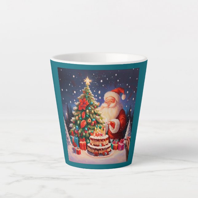 Caneca De Café Latte Aniversário de Natal 10 (Frente)