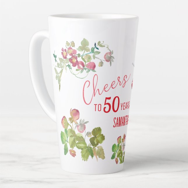 Caneca De Café Latte Aniversário do Milestone para 50 Anos (Ângulo esquerdo)