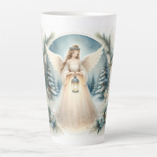 Caneca De Café Latte Anjo Celestial de Inverno Lanterna da Esperança