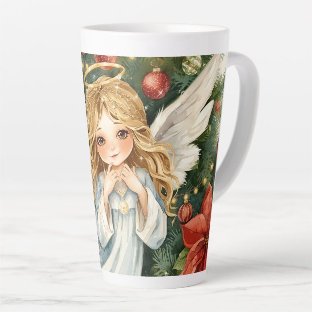 Caneca De Café Latte Anjo de Natal (Ângulo direito)