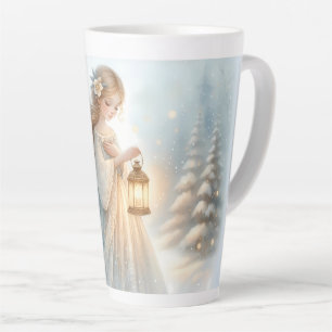 Caneca De Café Latte Anjo Lanterna Celestial de Inverno de Conforto