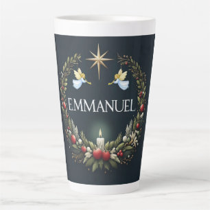 Caneca De Café Latte Anjos de Natal Emmanuel
