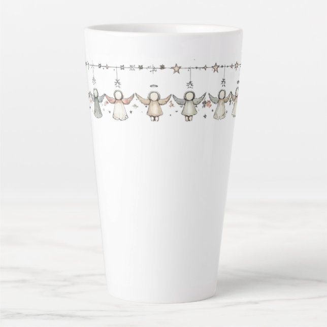 Caneca De Café Latte Anjos em Harmonia (Frente)